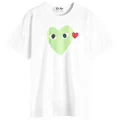 【送料無料】 コム・デ・ギャルソン メンズ Tシャツ トップス Comme des Garcons Play Red Heart Colour Heart T-Shirt White Red & Green