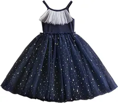 Banane D'or 女の子 きらきら スパンコール ドレス チュールワンピース キャミワンピース ネイビー100( ネイビー,  100)
