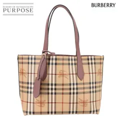 バーバリー BURBERRY ノバチェック リバーシブル トート バッグ ＰＶＣ レザー ベージュ ピンク ゴールド 金具 90282190
