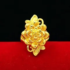 Fサイズ　ゴールド色　合金メッキ　縦型　花柄　レディースアクセサリー　指輪　リングのサムネイル