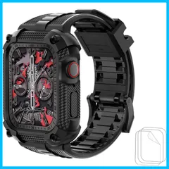 【数量限定】Wristitani Warrior Apple Watch バンド 41mm/45mm 一体型 ケース 耐衝撃 TPU アップルウォッチ バンド 3Dフルカバーフィルム iWatch Series 8/7/6/se/5/4 に対応