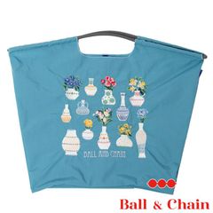 【正規品】 ボールアンドチェーン (フワラベース /ターコイズ) Lサイズ  トートバッグ エコバッグ 刺繍 花 花瓶 水色