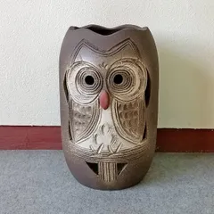 陶器　傘立て　コゲふくろう彫傘立　信楽焼　ヤマタツ陶業　フクロウ傘立　TK-1020