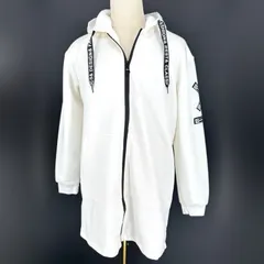 韓国ファッション XL相当 メンズ ロングコート ロングジャケット パーカー ジップアップ ホワイト オーバーサイズ カジュアル フード付き 防風 防寒 大きいサイズ