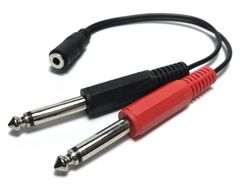 未使用品 15cm オーディオケーブル 3.5mm to 6.35mm 変換ステレオミニプラグ 2分配 trs ケーブル オス-メス HIFI スマートフォン PC CDプレーヤー スピーカー アンプ等に適用　M157