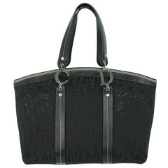本物 クリスチャン ディオール Christian Dior トロッター フラワー刺繍 トートバッグ ハンドバッグ キャンバス ブラック Trotter バッグ 中古 【フォロー割】