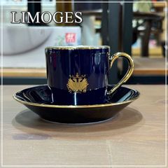 LIMOGES CASTEL カップ＆ソーサー 1客 デミタス リモージュ キャッスル 金彩 コバルトブルー 濃紺 洋食器 フランス リモージュ焼き 小さめカップ【RU1010-2】