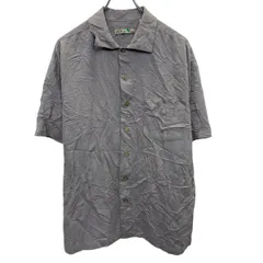 半袖 無地シャツ L パープルグレー系 ウッドボタン 胸ポケット カジュアルシャツ シンプル 古着卸 アメリカ仕入 a704-5282