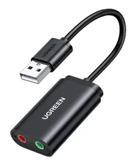 UGREEN USB オーディオ 変換アダプタ 外付け サウンドカード USB 3.5mm ミニ ジャック ヘッドホン・マイク端子 PS5 PS4,MacBook,Mac Mini,iMac,Windows PCなどに最適 ブラック