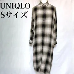 ユニクロ フランネルチェックシャツワンピース 長袖 オンブレチェック used in Japan