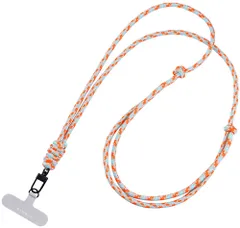 ショルダーストラップ 丸紐タイプ C グレー×オレンジ×ライトブルー グッズ スマートフォン アクセサリー スマホ iPhone ストラップ 首掛け  LNSS01C グレー×オレンジ×ライト