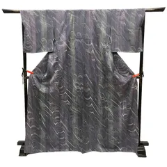 京やC105　正絹　小紋　伝統工芸　作家物　絓引き染め友禅師の「山中政次郎さん」政次郎　利久織　京の絓引き　絓引き染め（しけびきぞめ）セミフォーマル〜カジュアルまで　袷仕立て　仕立て上がり　未使用　新古品　美品