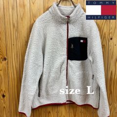 【古着】TOMMYHILFIGER(トミーヒルフィガー)ボアジャケット L 白 フリース アメカジ アウトドア US古着