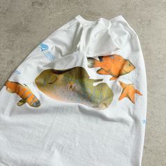 90s USA製 AQUARIUM All Printed T-shirt アクアリウム 水族館 魚 アニマル Tシャツ TEE