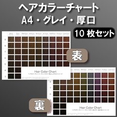 ヘアカラーチャート グレイカラー(白髪染め) A4厚口両面 10枚セット