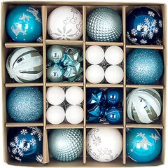 FUPUTWO クリスマス ツリー オーナメント ボール 飾り 北欧 飾り付け 装飾 セット(ブルー,  標準)