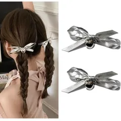 簡約 エレガント 2個セット ファッション おしゃれ リボン髪飾り レディース 蝶結びヘアークリップ 御洒落 跡がつかないピン ファッション 可愛い クリップ 髪留め ヘアアクセサリー 小物 ヘアピン ヘアクリップ Natunofu