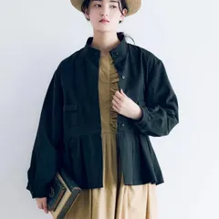 MAGALI | コットンリネン・アンティークキャンバス・ハイネックジャケット (ブラック) | マガリ アウター