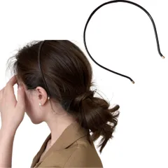 カチューシャ ヘアバンド フェイクレザー 細目 細カチューシャ おしゃれ 大人カジュアル シンプル 韓国風 (ダークブラウン, フリーサイズ) [ダークブラウン] [フリーサイズ]