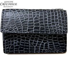 財布 クロコダイル 深みある ネイビー 目地染め 三つ折り 財布 スマートウォレット 小銭入れ ワニ革 本革サイフ ウォレット キャッシュレス レディース メンズ
