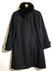 着丈ロング極美品✨大きいサイズ　シルク100%  ブルーフォックス　ロングコート黒3way