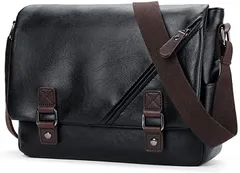 MORABLU ショルダーバッグ メンズ メッセンジャーバッグ 大容量 斜めがけ カバン 男性用 PUレザー(ブラック)