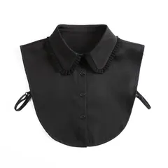 【人気商品】オフィス 通勤 OL ベーシック レギュラーカラー シンプル 襟 ブラウス おしゃれ 女性 重ね着風 アクセサリー 小物 レイヤード ボタンつけ襟 無地 ビッグカラー 可愛い フリル シャツ襟 付け衿 角襟 レディース つけ襟 [UMIYI]