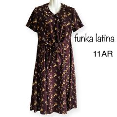 TS-27 ≪レディース≫　funka latina　ファンカラティーナ　花柄　ワンピース　11AR　茶系　大人　春　夏　秋　襟付き レトロ