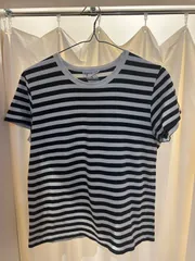 agnes b アニエスベー アニエス ロンT ボーダー 長袖シャツ コットン ホワイト ブラック サイズ3 日本製 A-1334