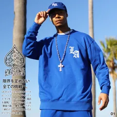 ACE FLAG トレーナー ブランド スケボー 長袖 スウェット 裏パイル 青/白/黒 エースフラッグ トップス LA ロゴ ロサンゼルス b系 ヒップホップ ファッション ストリート系 ブランド 服 AF-TL-SW-035 3XL 4XL 5XL