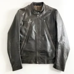 48e22 MAISON MARTIN MARGIELA メゾンマルタンマルジェラ 八の字 シングルライダース レザージャケット ハの字 S50AM0147 46 ダークブラウン 牛革のサムネイル