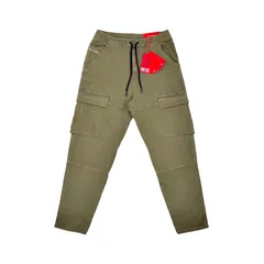 DIESEL ディーゼル D KROOLEY CARGO JOGG クルーリー ジョグ ジーンズ ウエスト ドローコード テーパード ミリタリー カーゴ ジョガー スウェットパンツ カーキ グリーン イタリア プレミアム カジュアル ユーロ デニム ブランド