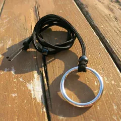 長さ調整可能 リングネックレス 黒 メンズ ネックレス アクセサリー