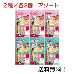 いなばペットフード CIAO 猫用おやつ ちゅ~る 腎臓の健康維持に配慮 まぐろ、とりささみ各3個のアソートのサムネイル
