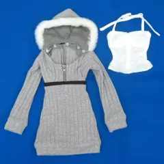 【中古】ドールアクセサリー DD用 グレーニットワンピセット 「天使のころも」 ボークスショップ＆ホビー天国ウェブ限定