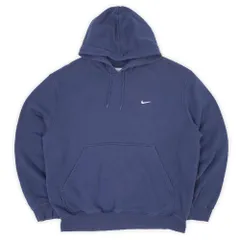 ナイキ NIKE 00s 2000年代 Y2K スウェットパーカー プルオーバー フーディー スウォッシュロゴ 刺繍 定番 旧タグ USA ヴィンテージ アメリカ 古着 メンズ パーカー ネイビー / 紺 L【中古】