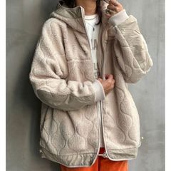 【即納】ボアシップパーカーコート  flamingo firm フラミンゴファーム 150295 レディース アウター ジャケット ブルゾン フード フリーサイズ オフホワイト モカ 黒 ブラック flamingo firm コート 新品 未使用 正規品