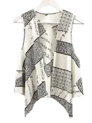 シセンドウ 詩仙堂 HITOSHI TAMURA  MASASHI SUGA 菅正志 ベスト ジレ プリント ちりめん 縮緬 オフホワイト 白 トップス ノースリーブ