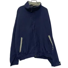 Champion ナイロンジャケット XL ネイビー チャンピオン ジップアップ スナップボタン バックプリント 古着卸 アメリカ仕入 a611-5075