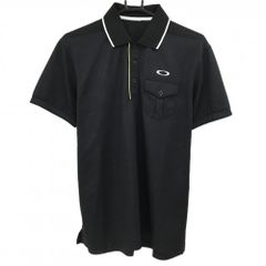 [Excellent Condition] Oakley Men's Short Sleeve Polo Shirt, Black, Tree Pattern, Chest Pocket, Golf Wear