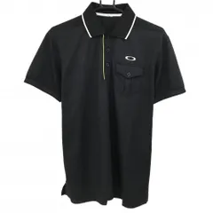 【超美品】オークリー 半袖ポロシャツ 黒 樹模様 胸ポケット  メンズ  ゴルフウェア Oakley