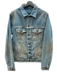 Off White ヴィンテージ加工 デニムジャケット マルチプリント Off White ヴィンテージ加工 デニムジャケット マルチプリント