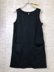 UNIQLO ユニクロ ブラックノースリーブワンピース 無地 ワンカラー 古着