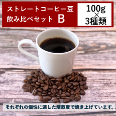 ストレートコーヒー豆飲み比べ(B) 100g×3種類　コーヒー豆