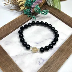 ルチルクォーツ&オニキス ブレスレット パワーストーン   / メンズ レディース 男性 女性 金運 仕事運 お守り ▲