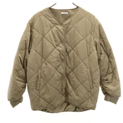 アイテムズアーバンリサーチ ノーカラー キルティングジャケット M グレージュ系 ITEMS URBAN RESEARCH 中綿入り レディース