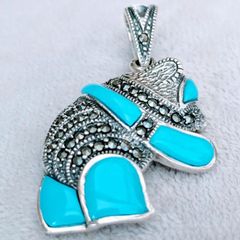 ＊NEW＊トルコ製 ハンドメイド ターコイズ&925Silverペンダントトップ