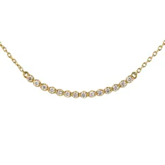 美品 AHKAH アーカー ビリーブユー ネックレス ショート K18 D0.10CT ダイヤモンド ネックレス ゴールドカラー レディース 古着 中古 USED