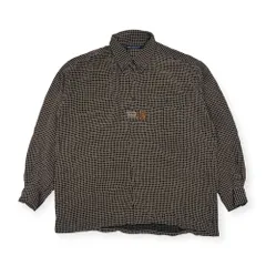 HARDY AMIES SPORT ハーディエイミススポーツ チェック BD ボタンダウン 長袖シャツ L/ベージュ×ブラック 系 メンズのサムネイル