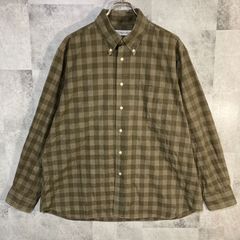 USA製 INDIVIDUALIZED SHIRTS インディヴィジュアライズド シャツ 長袖 ボタンダウンシャツ ブロックチェック オリーブ L